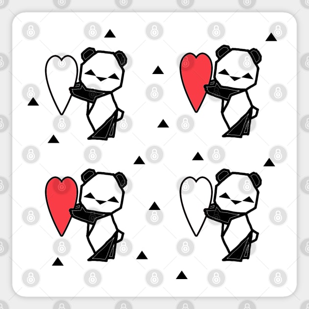 Origami Panda Heart Love Sticker by tandre